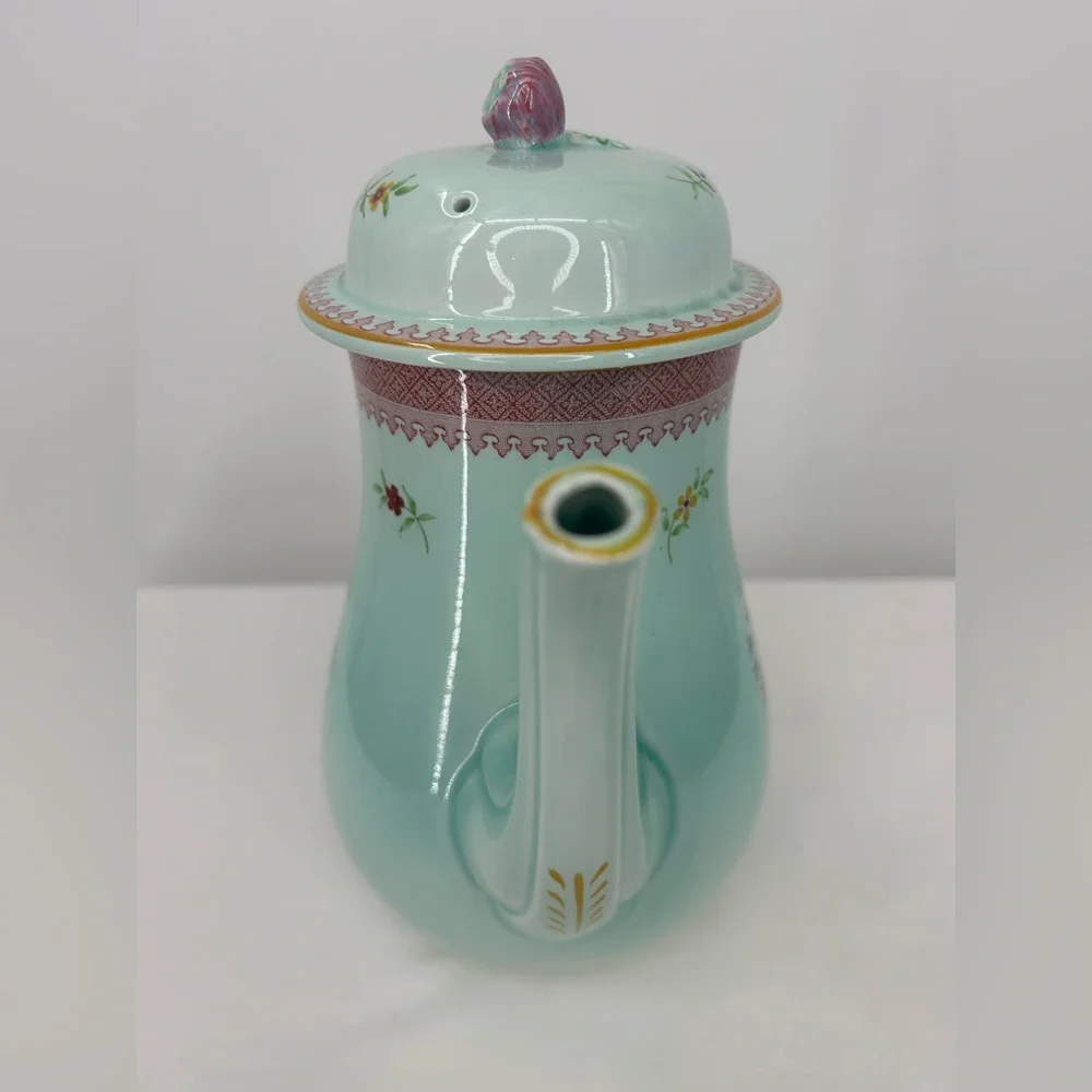 Adams Calyx‎ Ware Coffee Pot Lowestoft pattern Vintage Floral Duck Egg Blue
